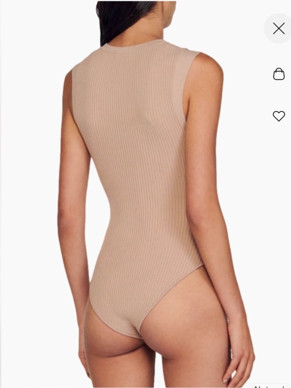 NWOT $220 Sandro Beige Ribbed Bodysuit size 0 - Picture 3 of 15